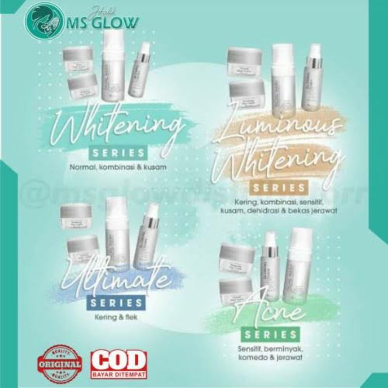 Jual Paket Perawatan Wajah Ms Glow Basic Series Whitening Acne Ultimate Luminous Whitecell Dna