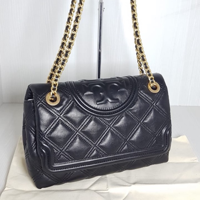 Tas tory burch fleming soft black leather size medium