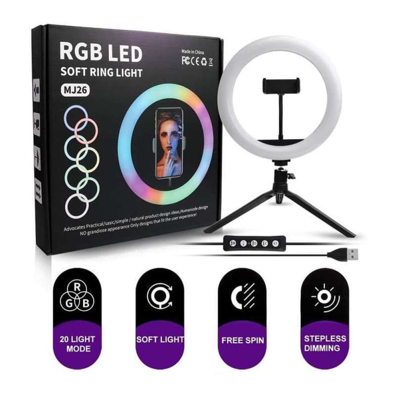 Jual Ring Light Rgb Rainbow Mixio Cm Tripod Mini Besi Tiktok