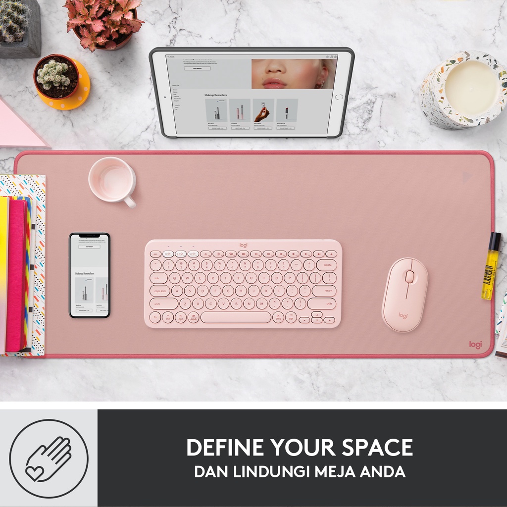 Logitech Desk Mat Studio Series Mouse Pad XL Polos Anti-Slip - Rose (6)
