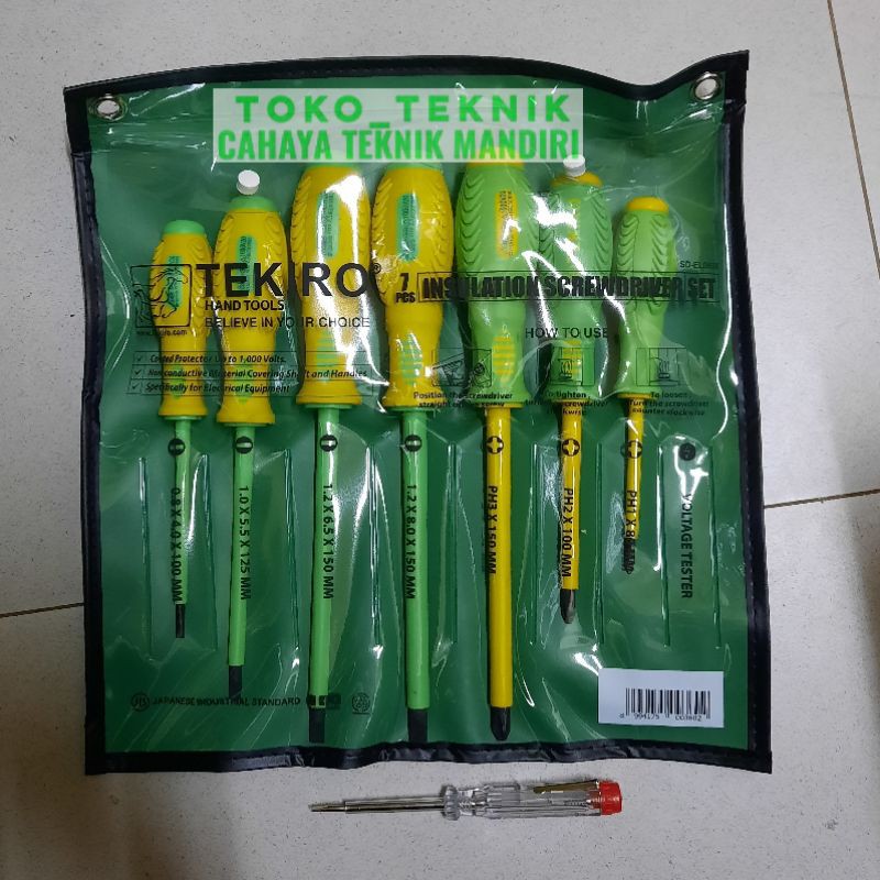 Jual TEKIRO SD-EL0938 obeng listrik set 7 pcs plus dan minus + tespen ...