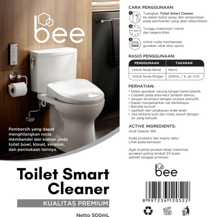 Jual Bee | pembersih premium 500 ml free botol spray toilet / Smart ...