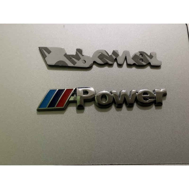 Jual emblem logo bmw M power chrome bahan metal ukuran 62mm x 10mm ...