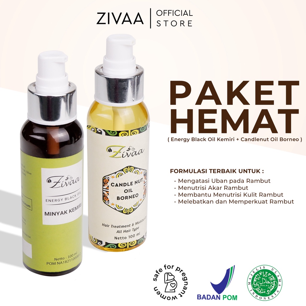 Jual ZIVAA Bundling CANDLE NUT OIL BORNEO + Minyak Kemiri Bakar