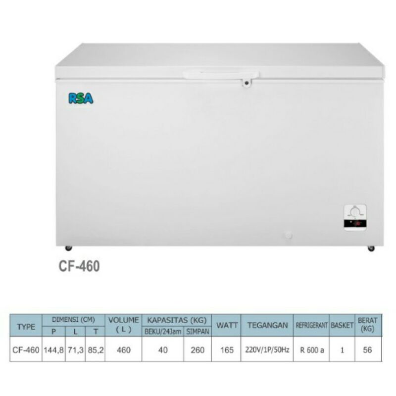 Jual RSA CF-460 Freezer Box, Chest Freezer Kapasitas 460 Liter | Shopee ...