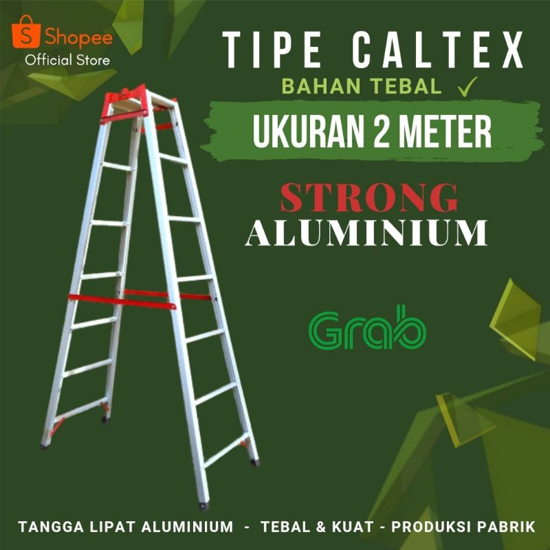 Jual Tangga Lipat Aluminium 2 Meter Kuat Bahan Tebal Tipe Caltex 200 Cm Instant