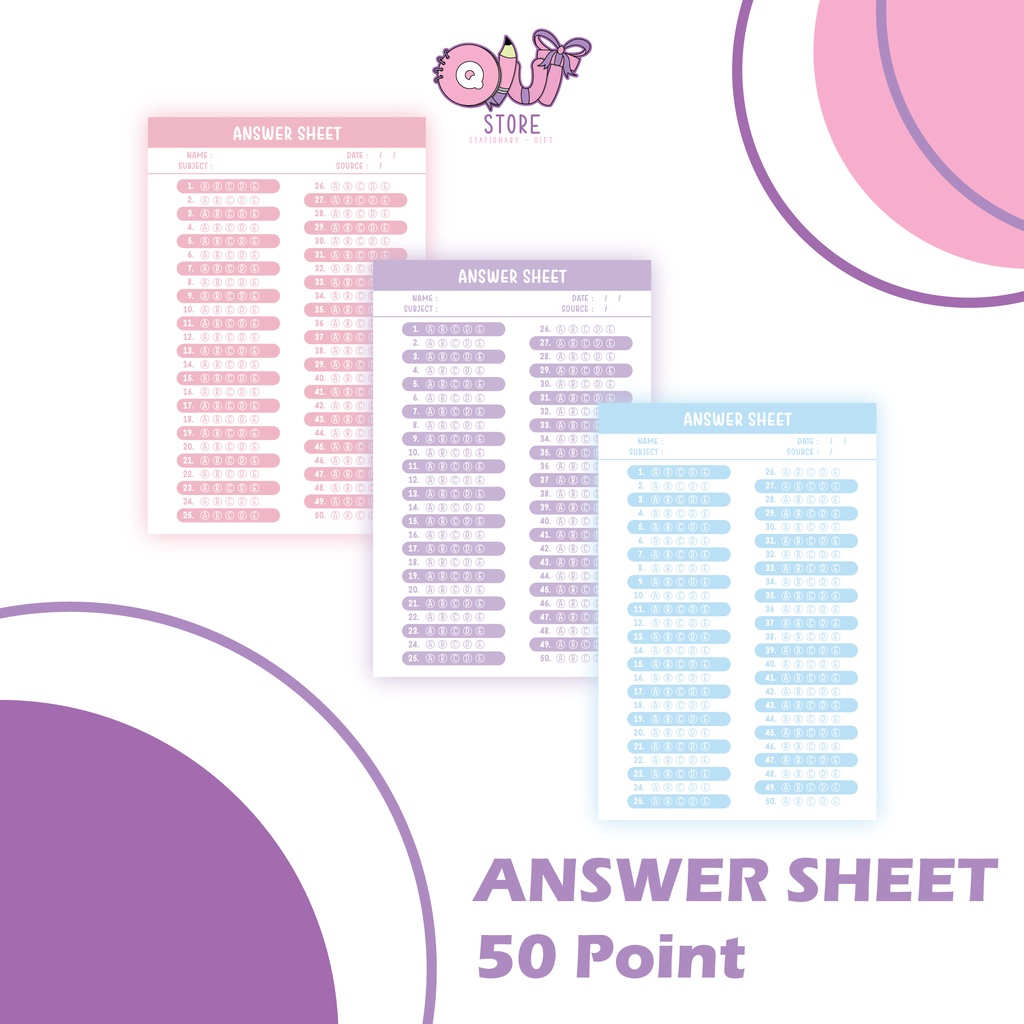 Jual Answer Sheet/50 Jawaban/evaluasi nilai/(Kertas Jawaban Untuk ...