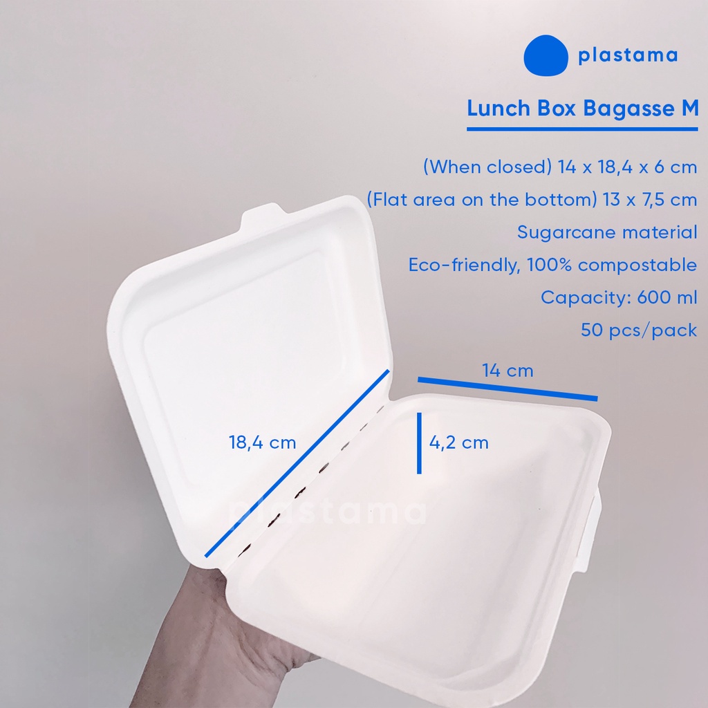 Jual (1 Pack) Lunchbox Medium Sugarcane Bagasse Eco Friendly ...
