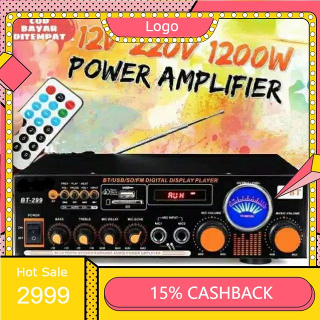 Jual Power amplifier Fleco BT299 Ac dan DC Ampli Bluetooth BT 299