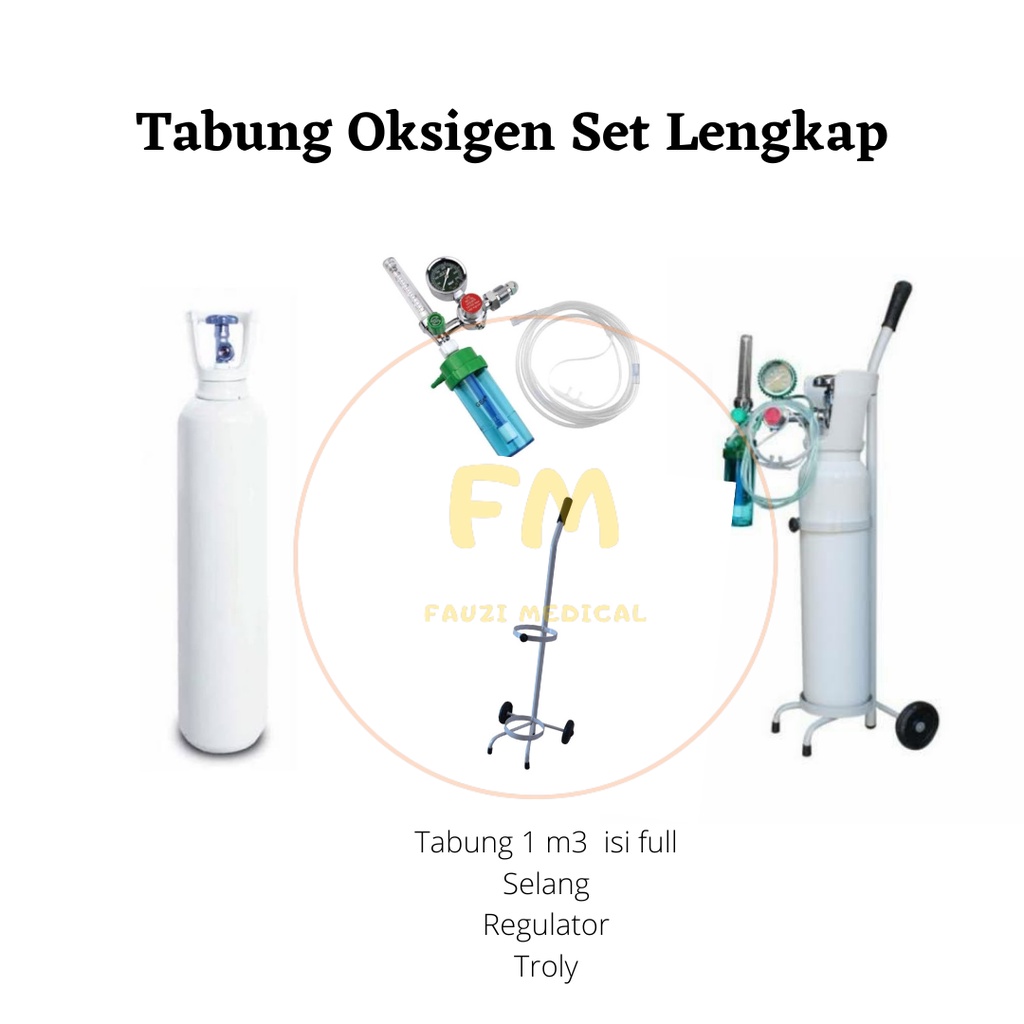 Jual Tabung Oksigen 1m3 Trolley Plus Regulator Shopee Indonesia 