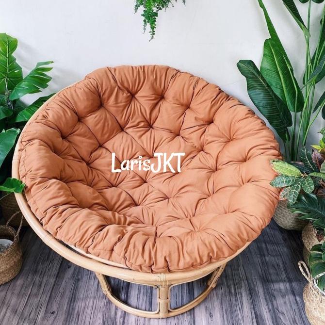 Kussen Rond Papasan stoelkussen 120 cm, Papasan zitkussen, Papasan stoelkussen, hangmand stoelkussen met banden, extra groot, zacht dik, voor slaapkamer, woonkamer