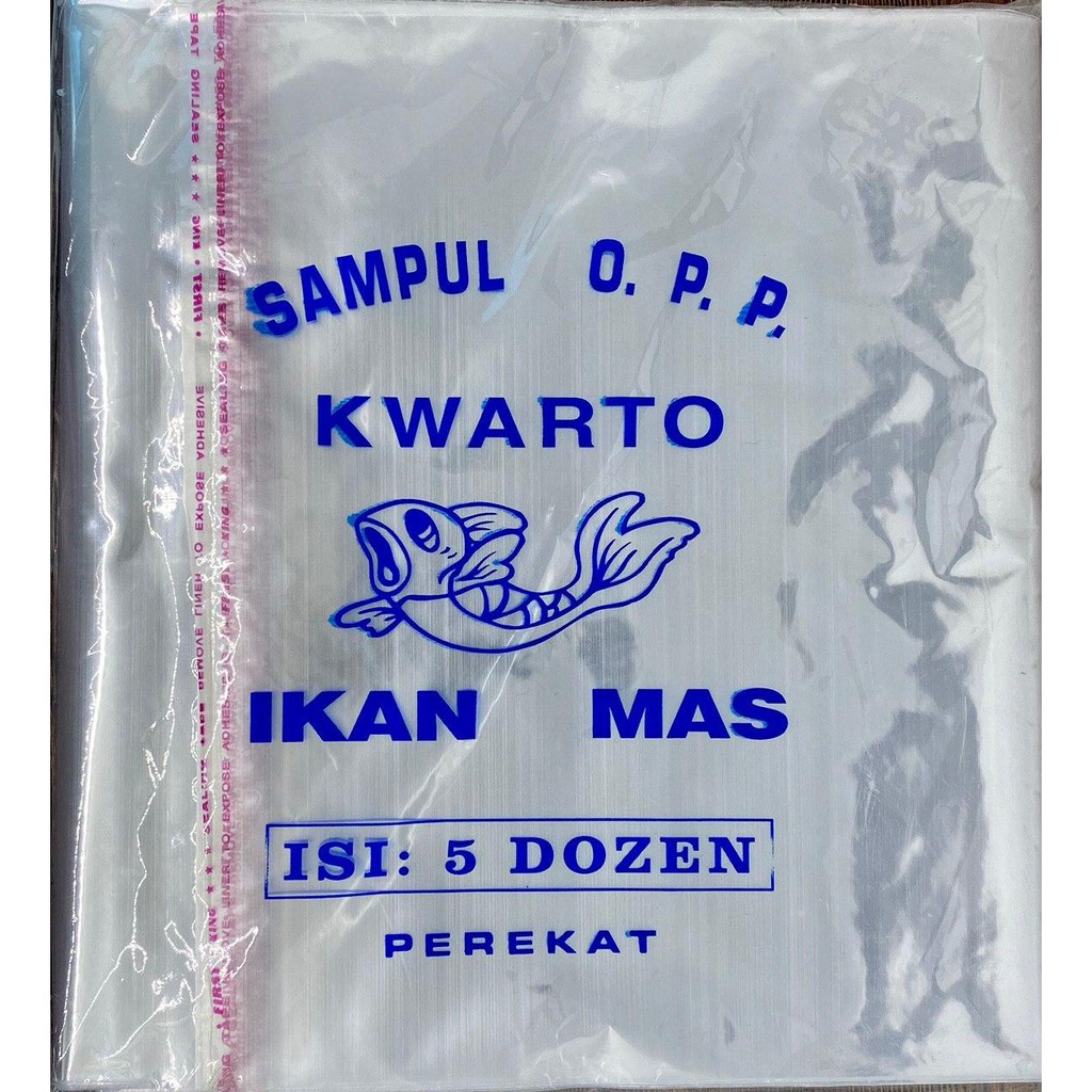 Jual Sampul Plastik/ Sampul OPP Kwarto - Ikan Mas isi 5 dozen ada