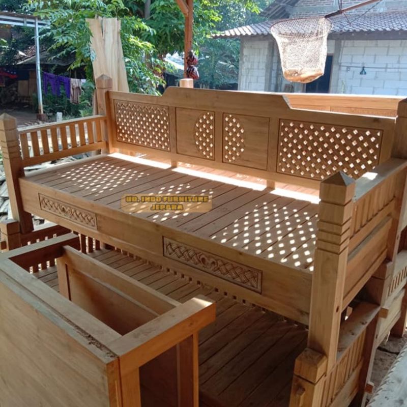 Jual Daybed Bale Bale Kursi Tamu Pajangan Kayu Jati Ukir Jepara