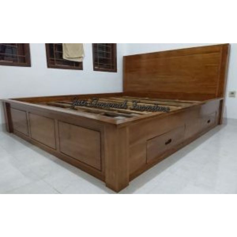 Jual DIPAN KERANGKA TEMPAT TIDUR JATI MINIMALIS MODERN LACI 2 | Shopee ...