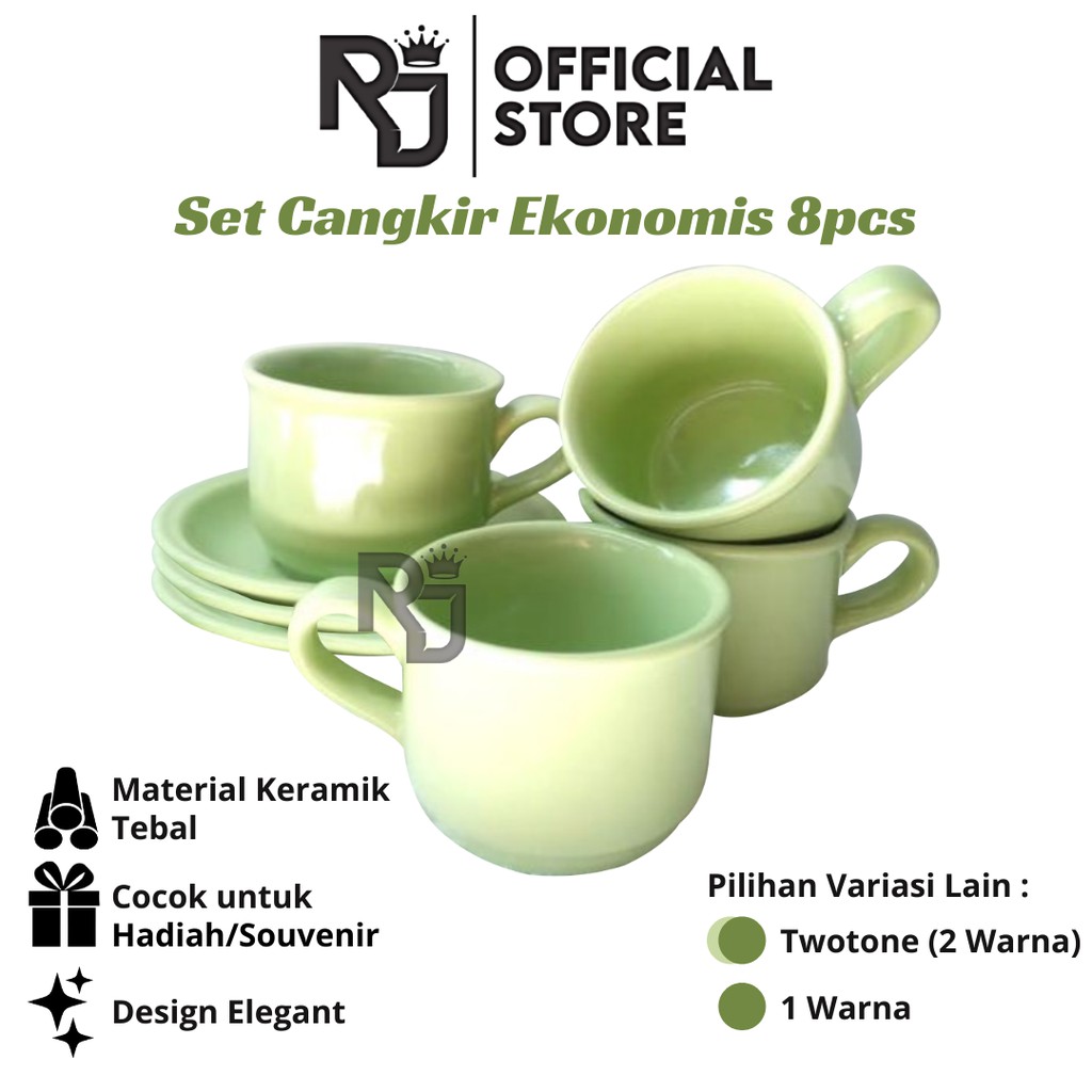 Jual Set Cangkir Dan Lepek Keramik Ekonomis Cup Saucer Pcs Cangkir Dan Lepek Warna Dan