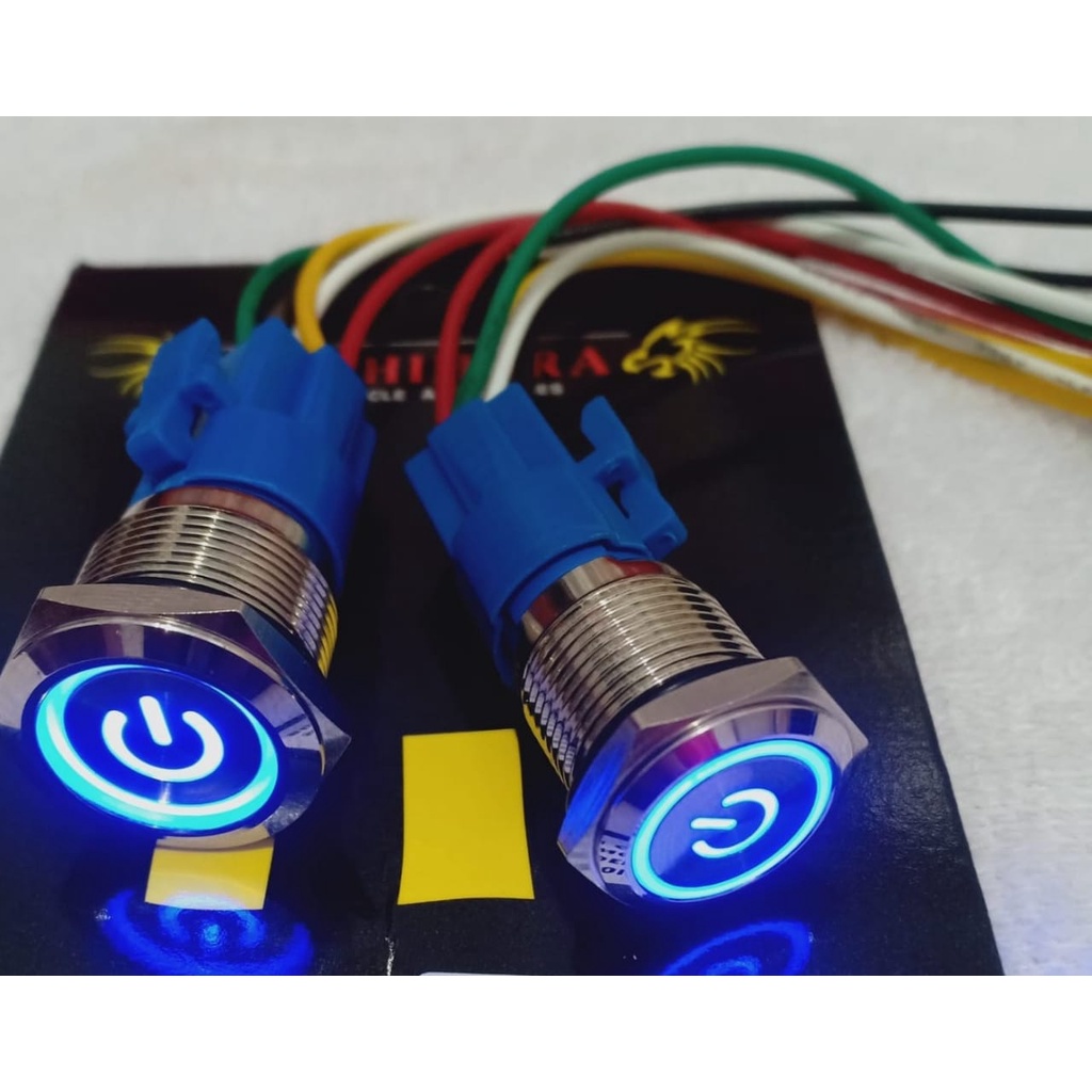 Jual Saklar tombol On Off LED Stainless 19 mm 16 mm Honda Yamaha Push ...