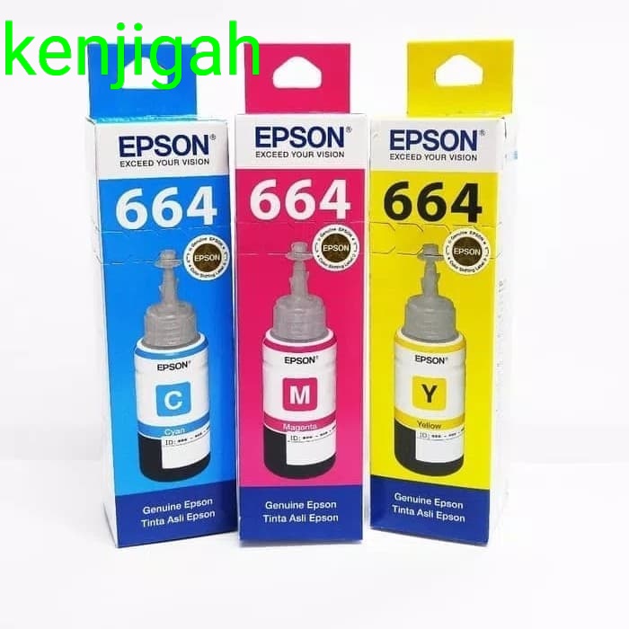 Jual TINTA EPSON 664 COLOUR ORIGINAL (C.Y.M) - Biru | Shopee Indonesia