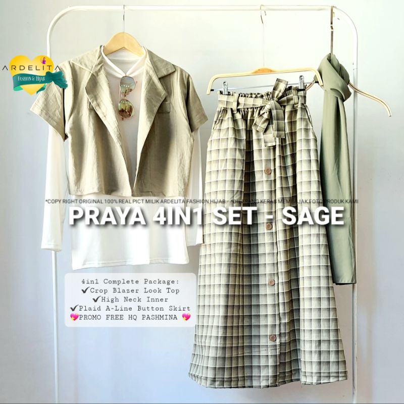 Jual NEW ORIGINAL PRAYA SET 100 REAL PICT SETELAN POTD HIJAB MODEL