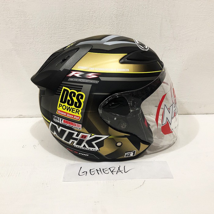 Jual Helm NHK R6 Motif Rally #2 Black Gold Doff Hitam Gold Dop Half ...