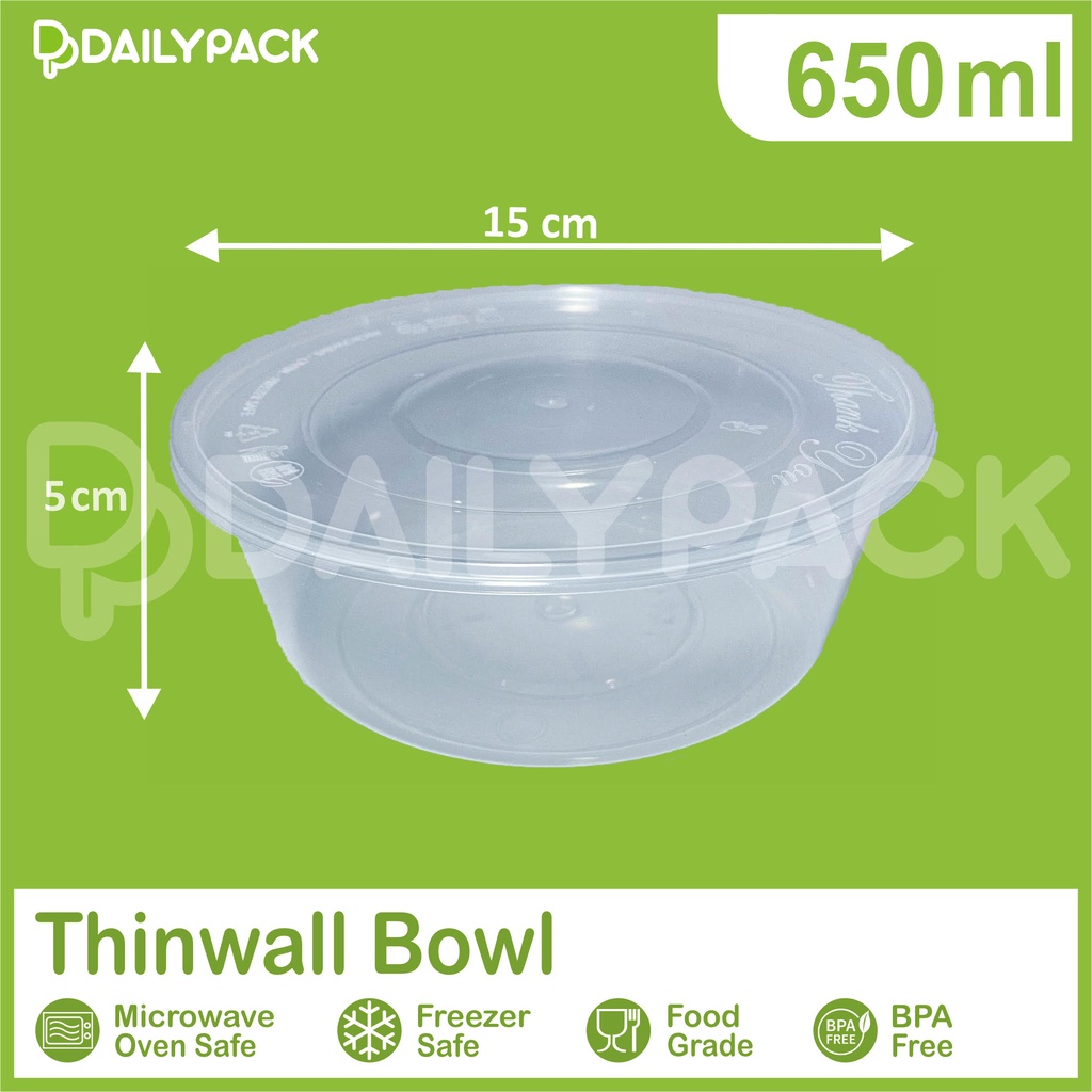 Jual Thinwall Bulat 650 Ml Tutup Bowl Kotak Makanan Plastik