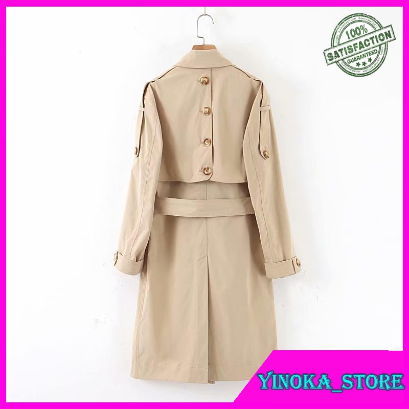 Jual Trench Coat Wanita FTLZZ Autumn Women Double-breasted Long Trench ...