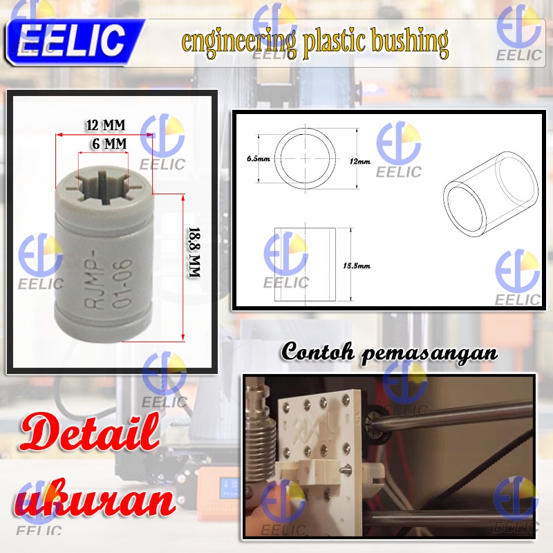 Jual EELIC RJM-B1025 Bushing polimer linear motion komponen igus untuk ...