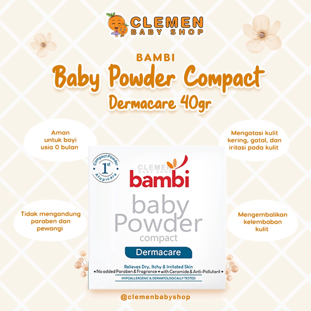 Jual Bambi Baby Powder Compact Dermacare 40gr | Shopee Indonesia