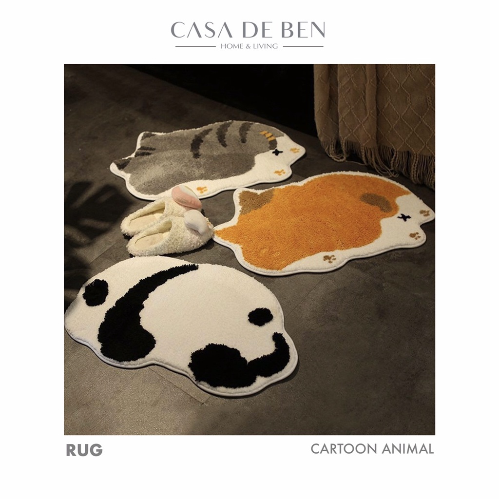 Jual Cartoon Animal Rug / Panda Corgi Dog Cat Cute Doormat Entrance ...