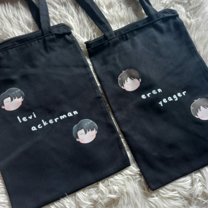 Jual TOTE BAG BLACK LEVI EREN TOTE HITAM ATTACK ON TITTAN TAS KANVAS ...