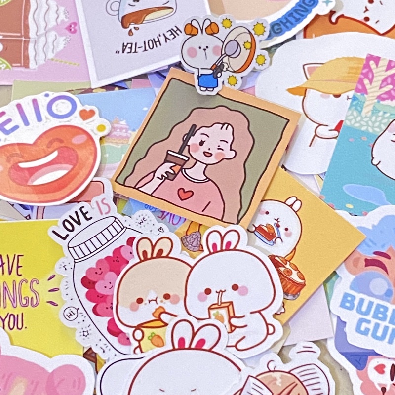 Jual Min Beli 10pcs Sticker Aesthetic Cute Kawaii Satuan Stiker Lucu