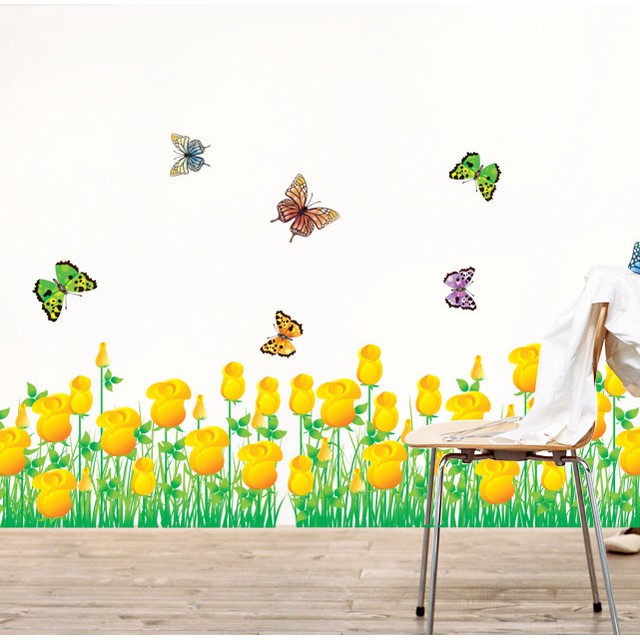 Jual RELIZA WALL STICKER RUMPUT BUNGA TULIP KUNING GRASS FLOWERS YELLOW ...