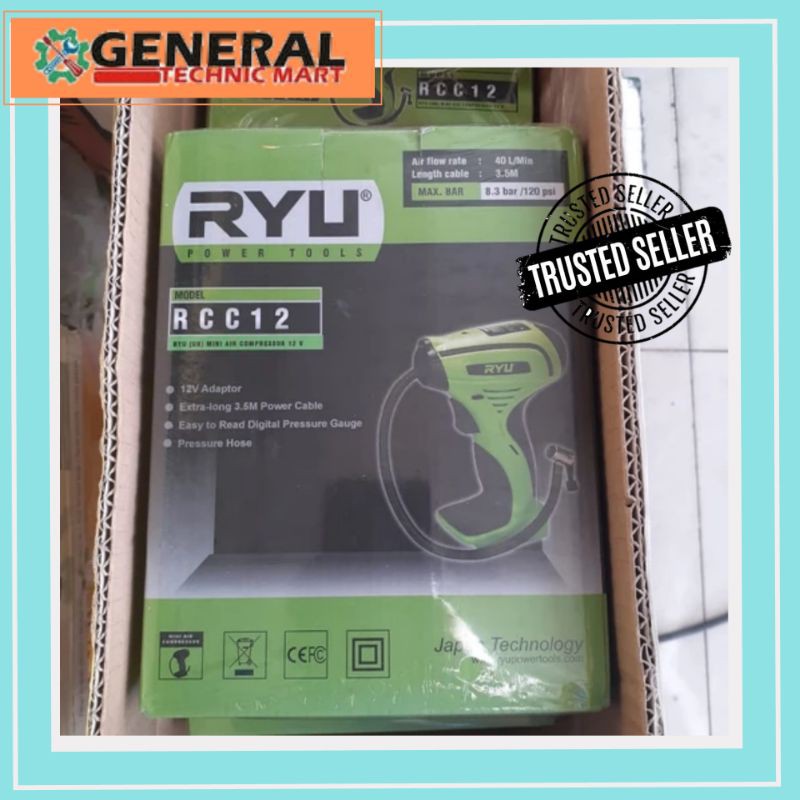 Jual RYU RCC12 Pompa Angin Ban Mobil DC Mini Air Compressor 12V ...