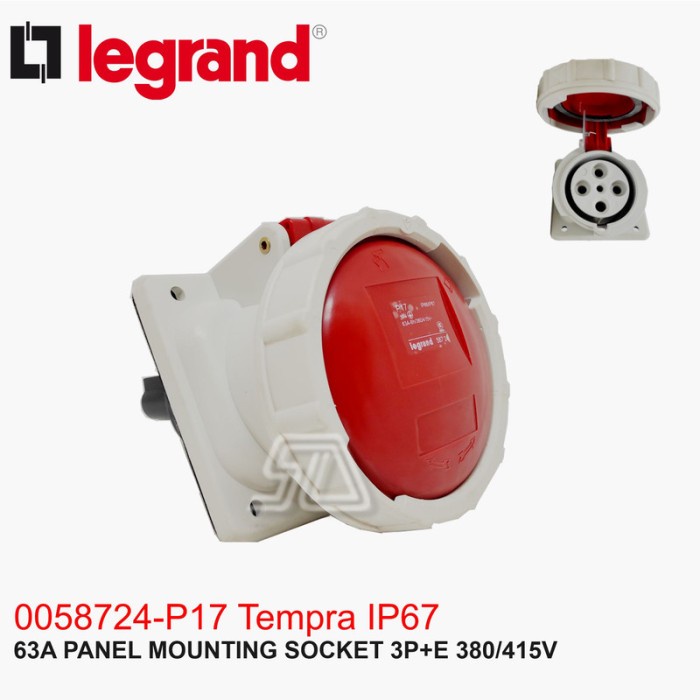 Jual LEGRAND P17 IP67 TEMPRA 63A PANEL MOUNTING SOCKET 3P+E 380/415V ...