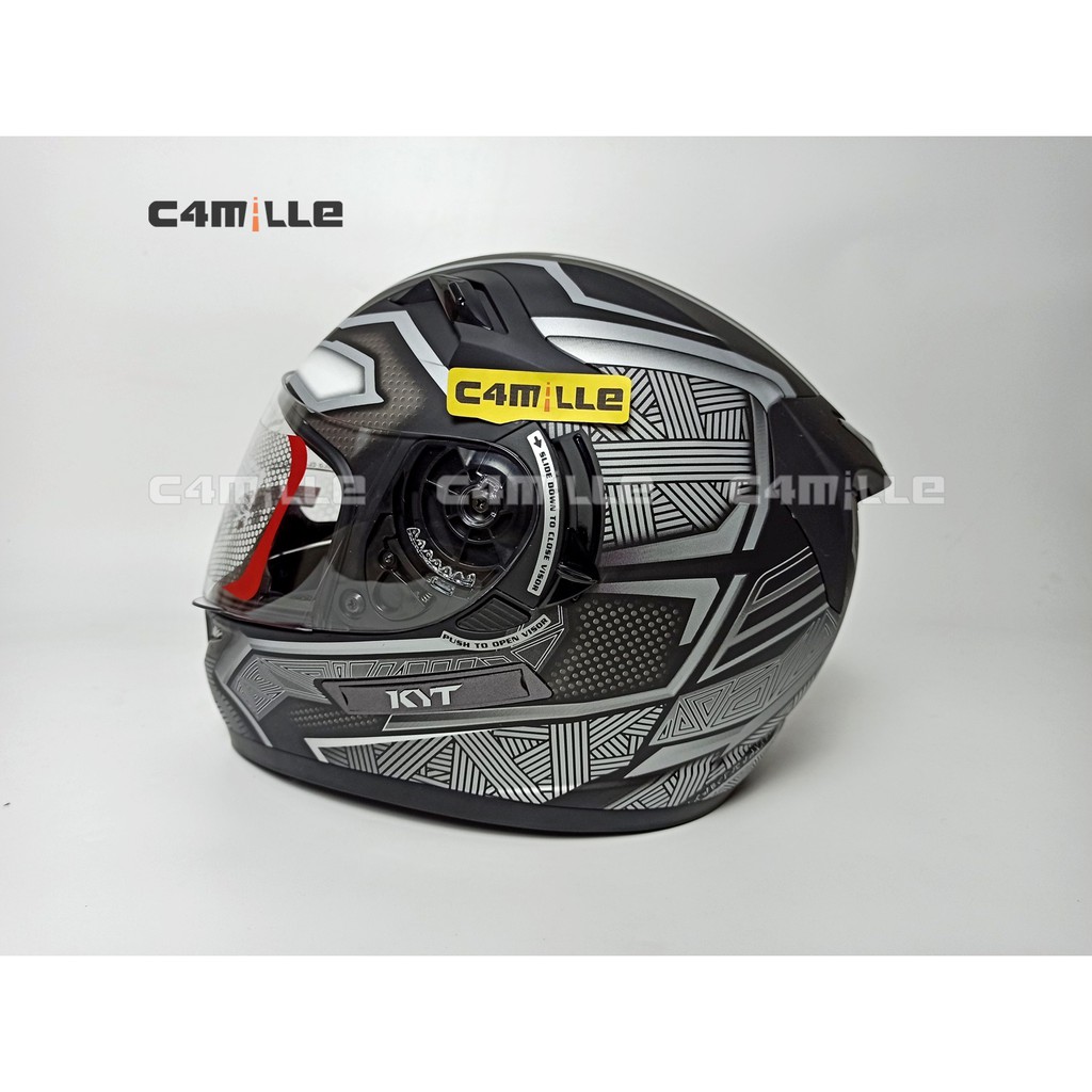 Jual HELM KYT K2 RIDER BLACK PANTHER #1 BLACK DOFF SILVER DOUBLE VISOR ...