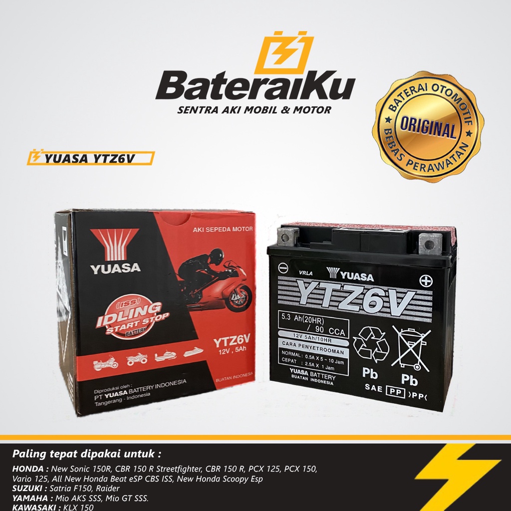 Jual Aki Motor Yuasa YTZ6V Aki Kering Aki Motor Nmax New, Scoopy, Vario