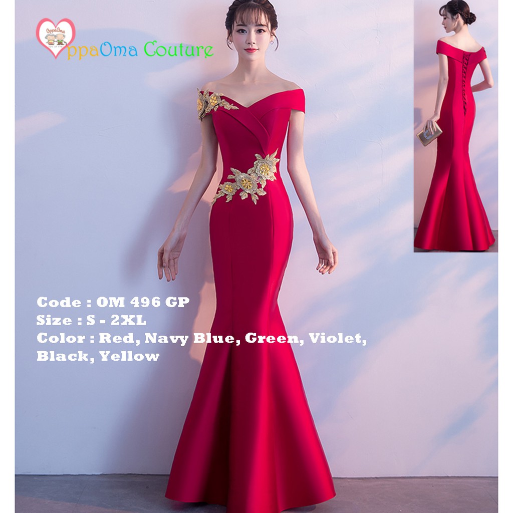 Gaun Pesta Modern Jual Gaun Pesta Modern Elegan Merah Model Duyung Oppaoma  OM 496 GP
