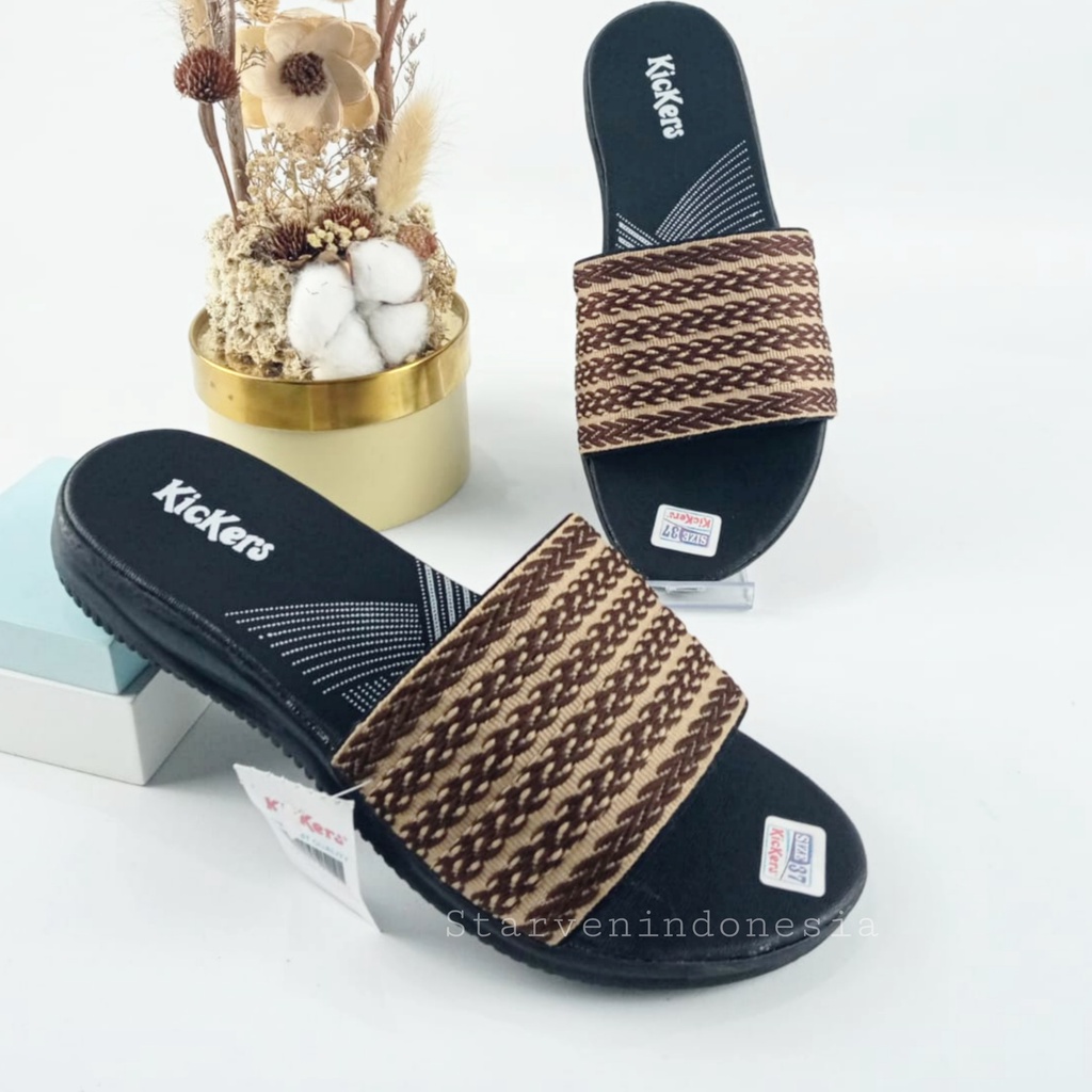 Sandal Selop Wanita Rajut Motif Sendal Wanita Telapak Empuk Lentur BS8 - Main Image