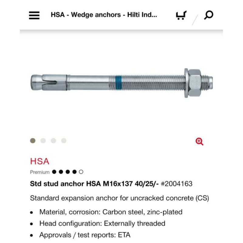 Jual HILTI DYNABOLT HSA M16 X 137MM Shopee Indonesia