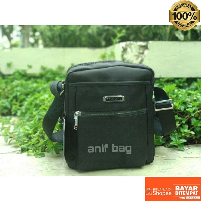 Jual TAS SELEMPANG PRIA KERJA POLO LAND SLING BAG PRIA FREE USB KABEL