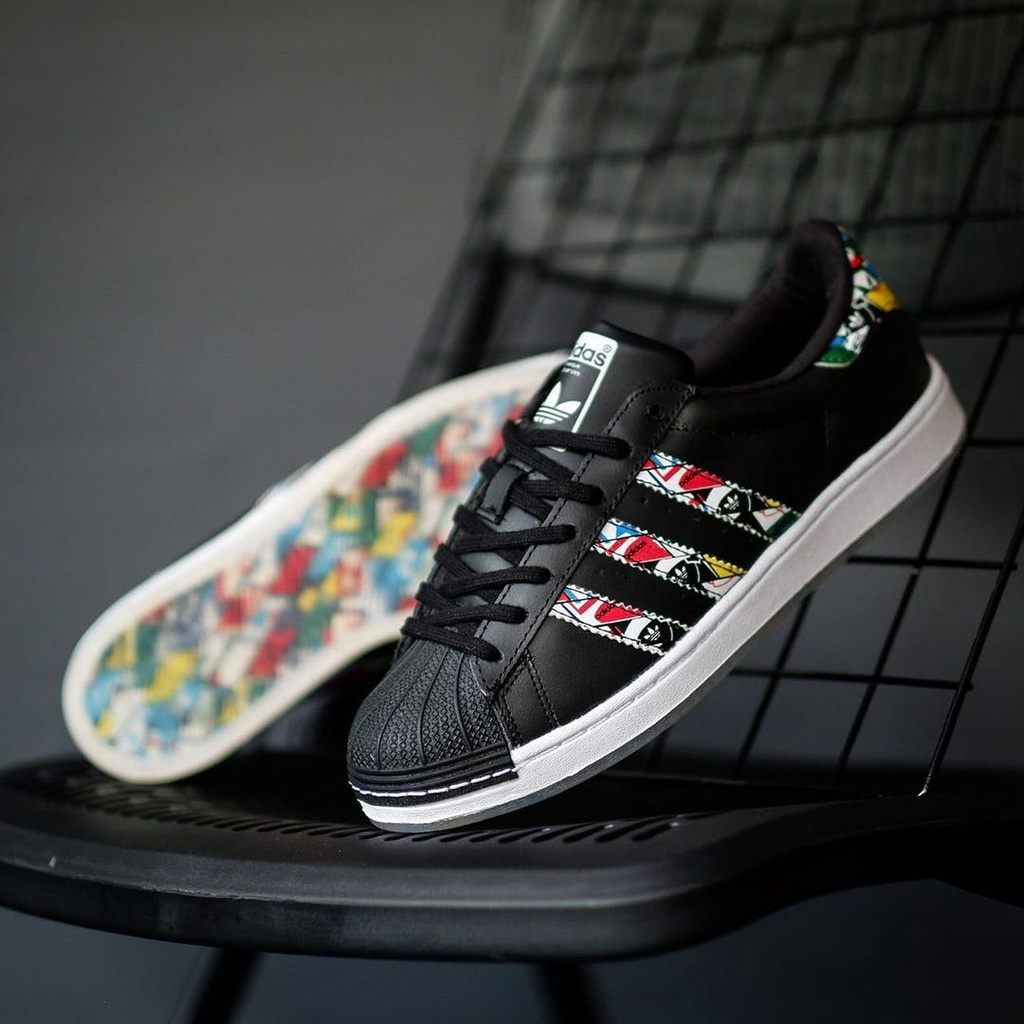 Sepatu Adidas Superstar CLR Black White Original Murah