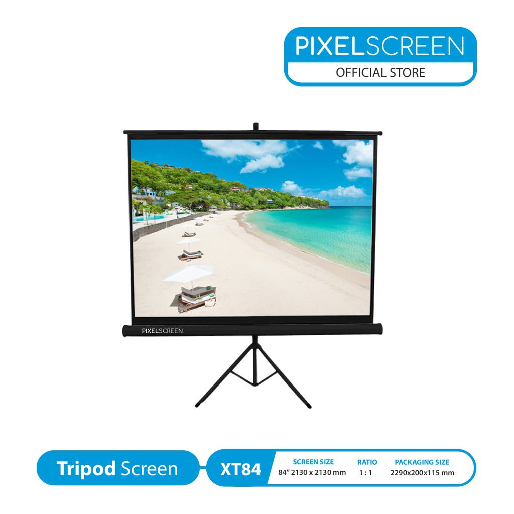 Jual Pixelscreen Screen Projector Tripod 84 inch | Shopee Indonesia