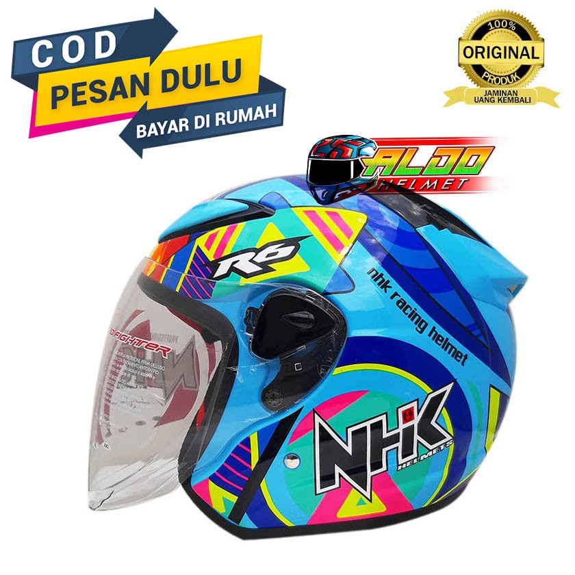 Jual HELM NHK R6 MOTIF PIGMENT BLUE HELM NHK TERLARIS HELM TERBARU HELM ...