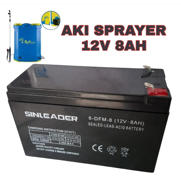 Jual Sinleader Aki 12V 8AH | Aki Sprayer Elektrik 8 AH | Aki Kering