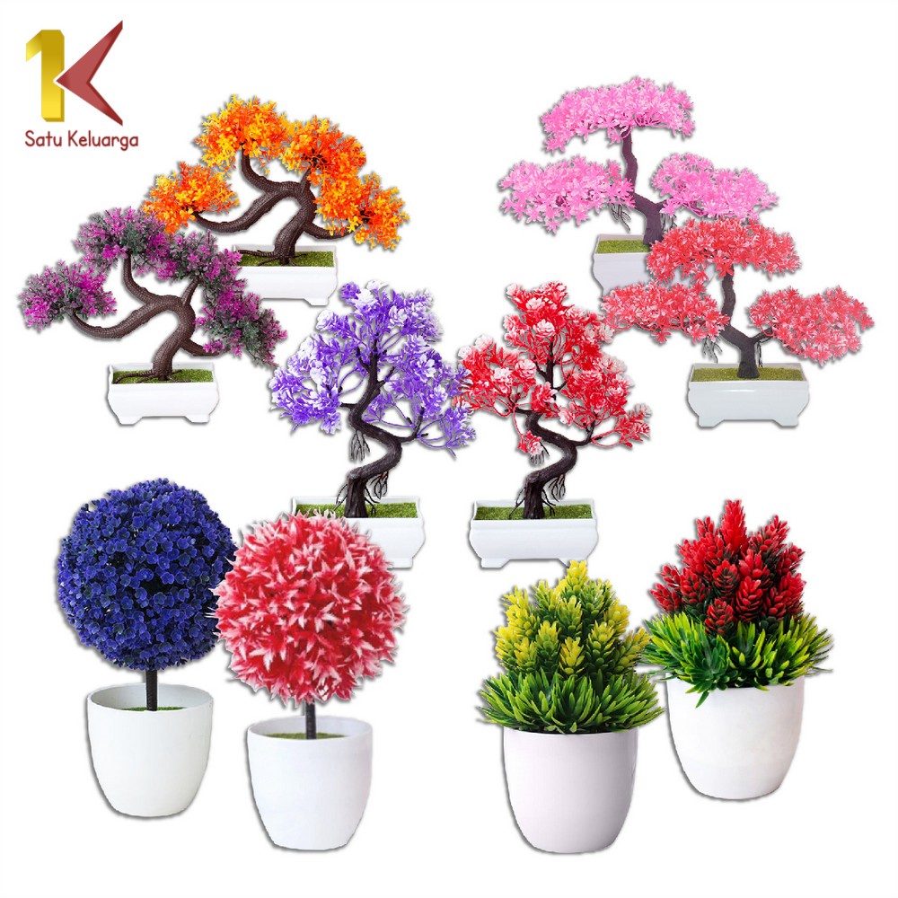 Jual Satu Keluarga Tanaman Hias Plastik C Ornamen Pot Bonsai