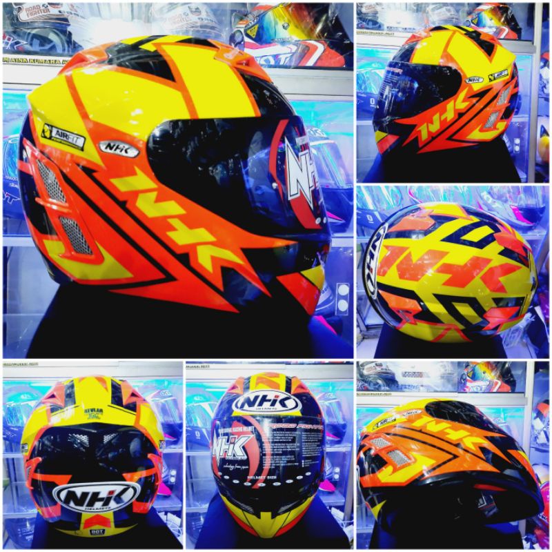 Jual NHK HELM TERMINATOR GP PRO RACING MOTIF BLACK YELLOW ORANGE FLUO ...