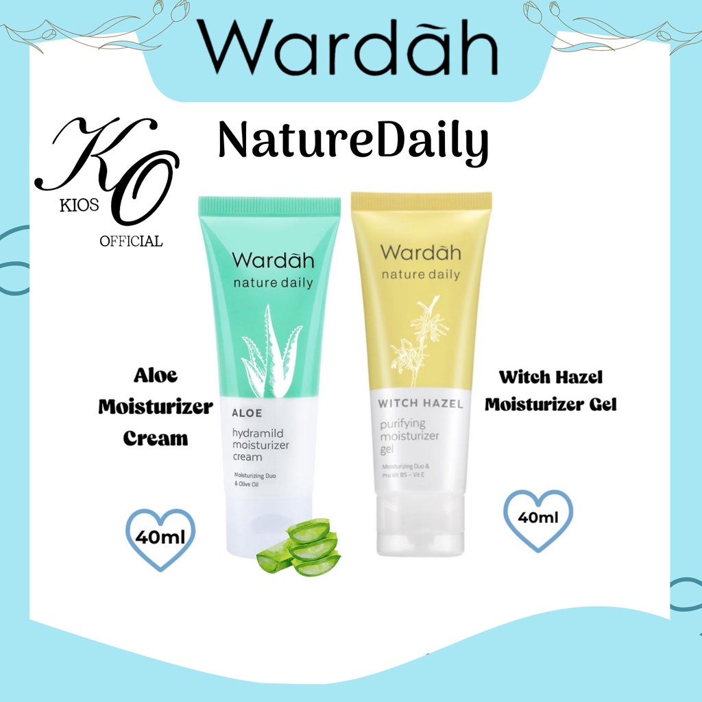 Jual Wardah Nature Daily Aloe Hydramild Moisturizer Cream 40ml & Witch Hazel Purifying