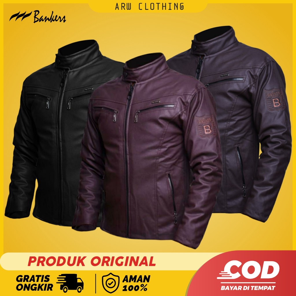 Jual (PROMO) Jaket Motor Pria / Jaket Kulit Pria Sintetis Bahan Oscar ...