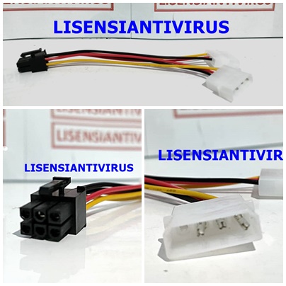 Jual Kabel konektor converter Power VGA 6 pin 6pin To 2 dual MOLEX 4 ...
