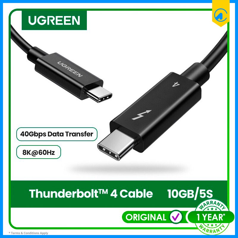 Jual Ugreen 30389 Thunderbolt 4 100watt 40Gbps 8K 80cm Type C Cable ...