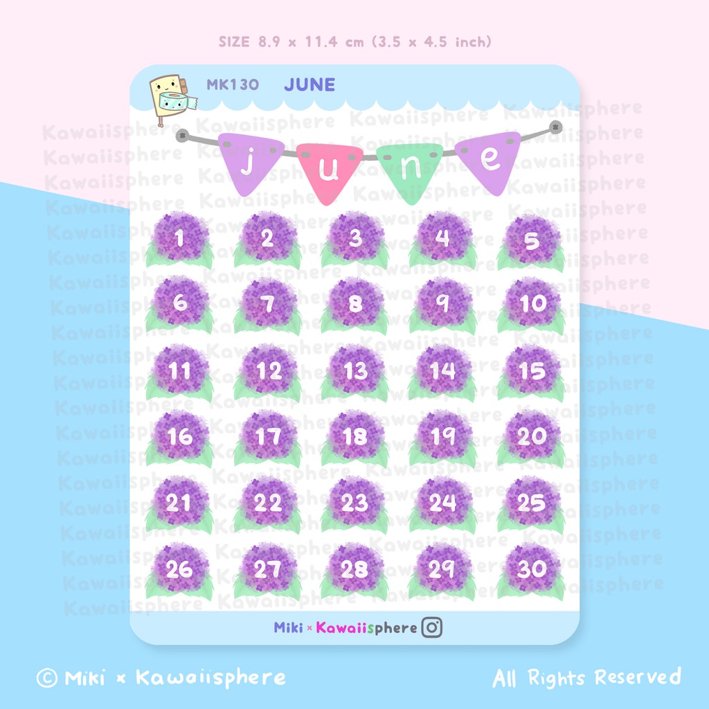Jual June 1 Month Planning Calendar Sticker Sheet | Planner Journal ...